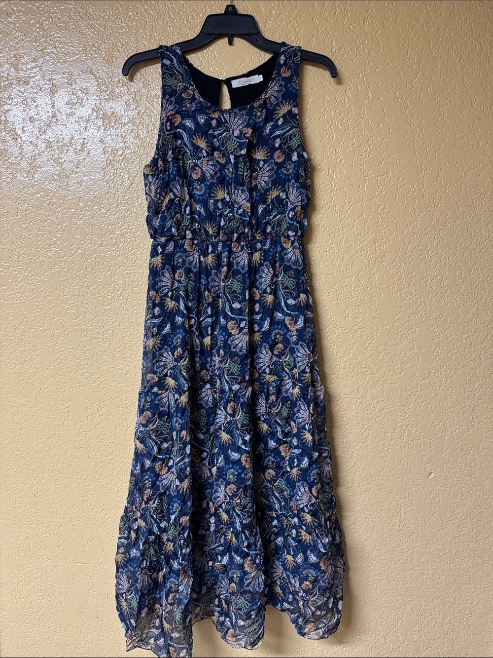 ' Navy Floral Sleeveless Summer Dress